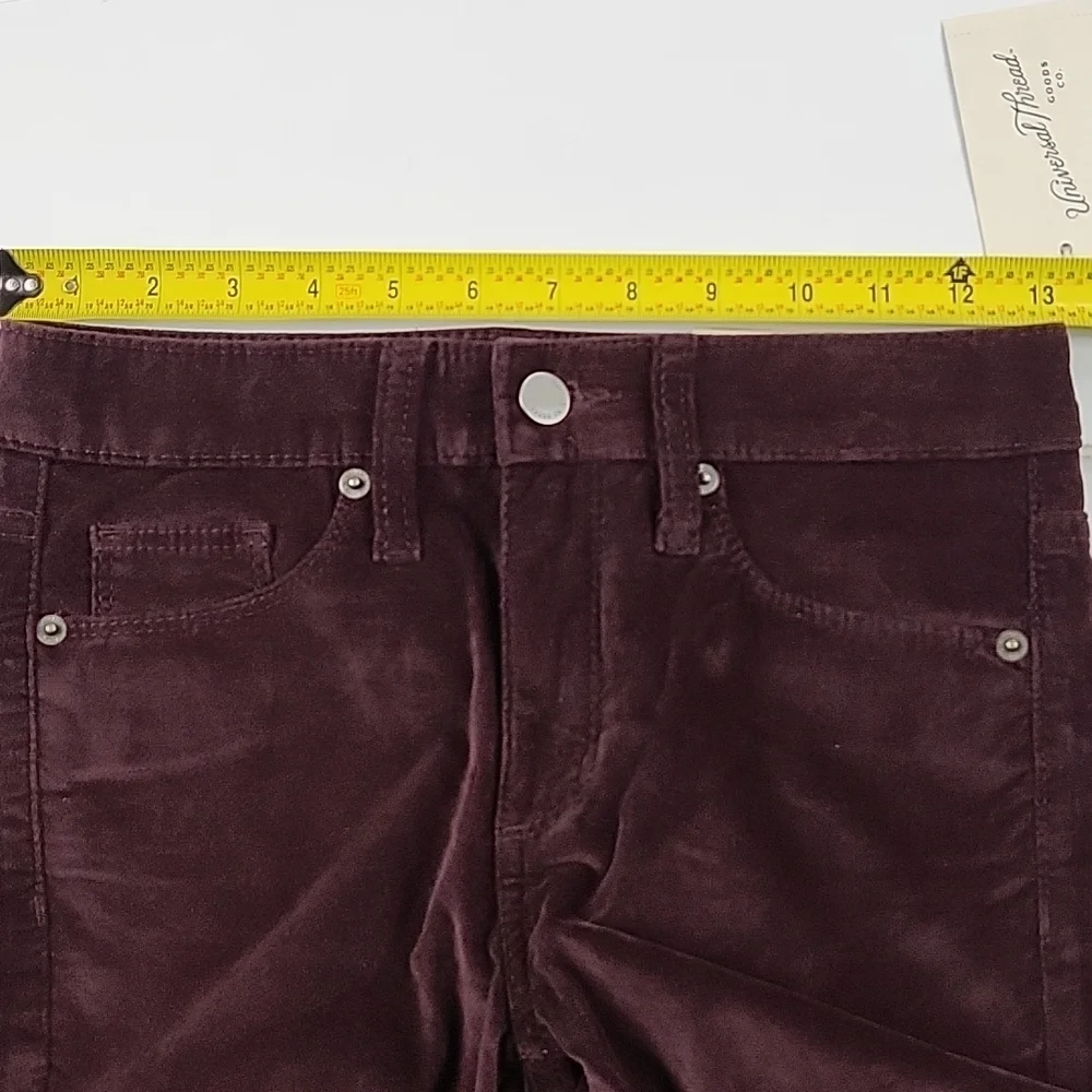 NWT Universal Thread Burgundy High Rise Velvet Velour Skinny Pant Jean
